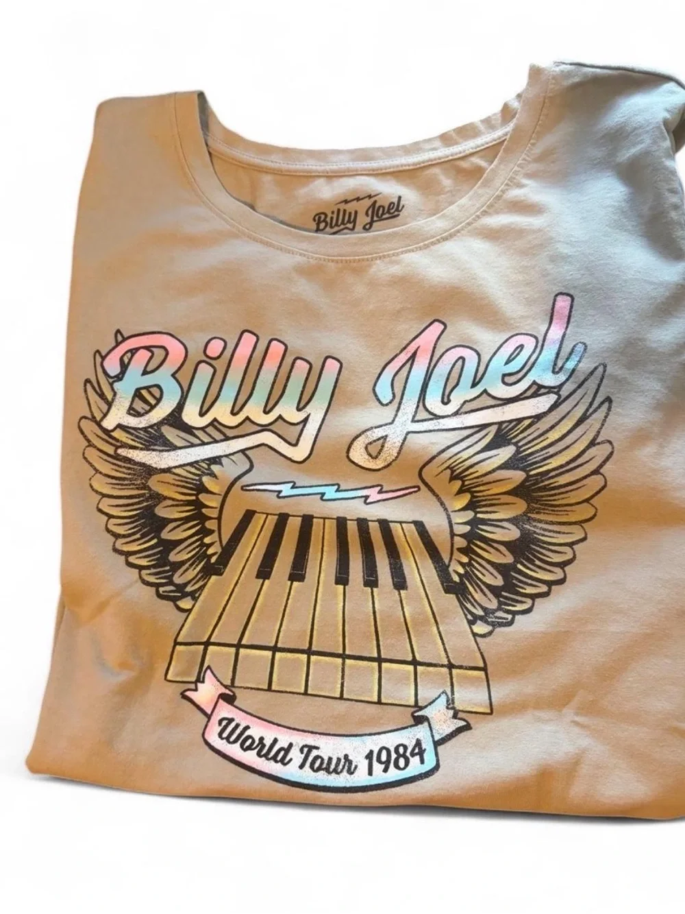 Billy Joel Beige Graphic Tee - Women's Short Sleeve